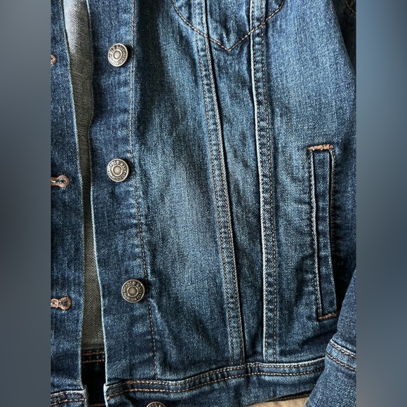 Old Navy Dark Blue soft stretchy dark wash Jean Shirt Jacket large - Picture 2 of 5